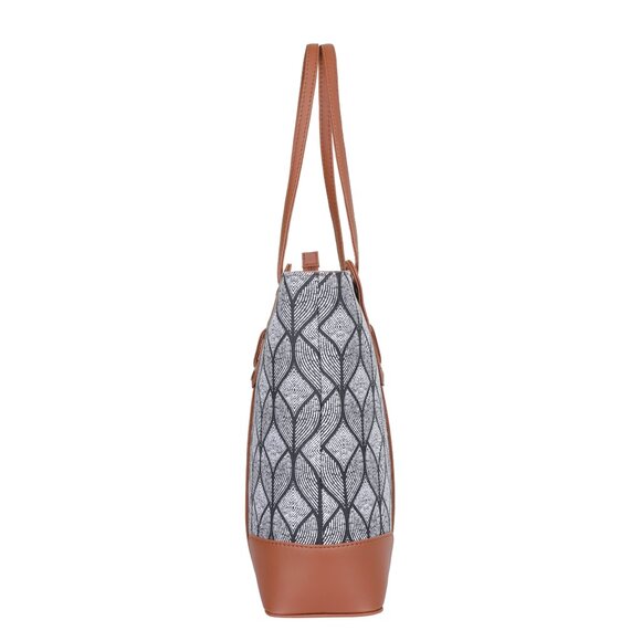 Monochrome Printed Shoulder Tote Bag for Women, Hand Crafted Fabric Handbags - Picture 7 of 10